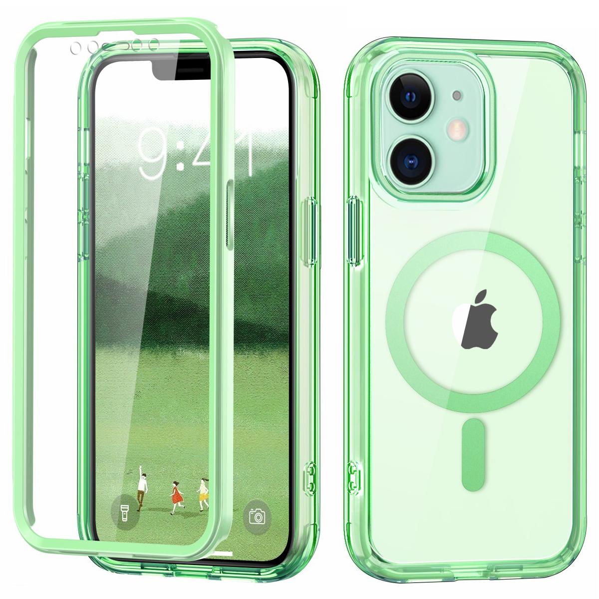 

For iPhone 11 Clear Case Front/Back Full Protection Phone Shell Compatible with MagSafe Green