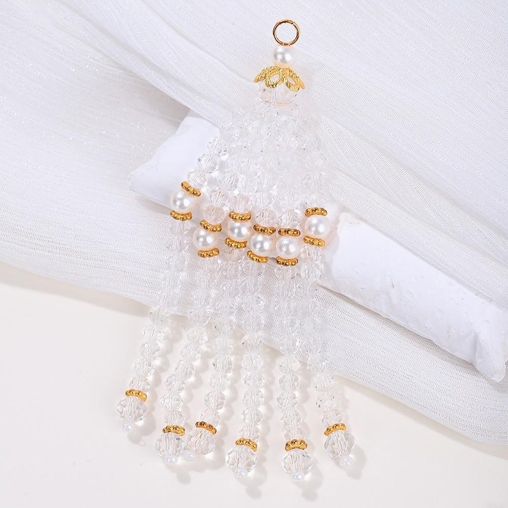 

New Medium Length Crystal Bead Tassel Multi-Color Rice Bead DIY Jewelry Accessories Handmade Bead Fringe Tassel Hairpin Matching белый