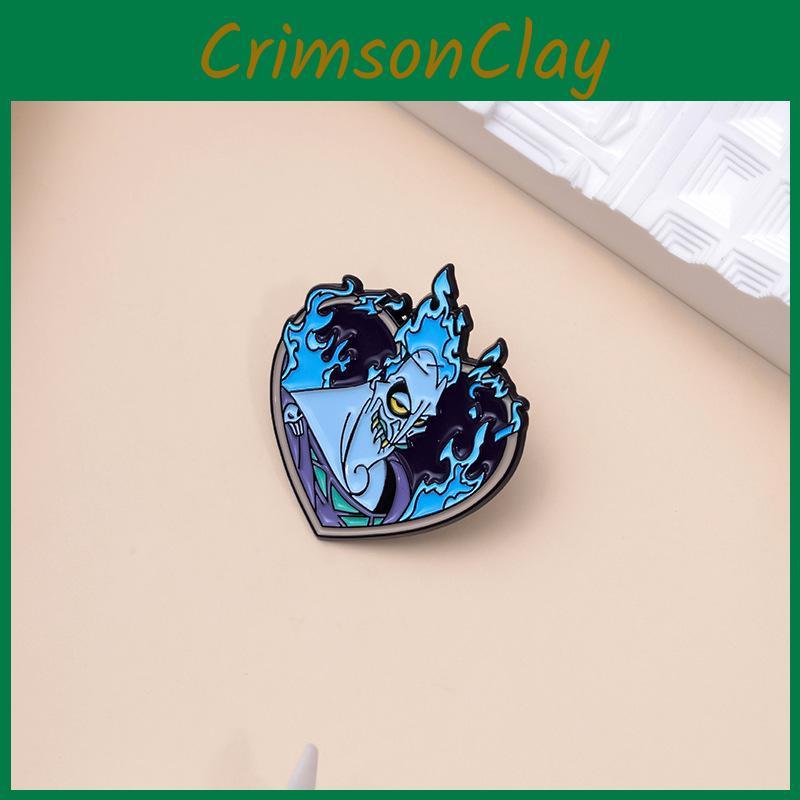 Shaped Expressive Heart Brooch With Blue Flame Cartoon Character For Trendy Outfit Accents