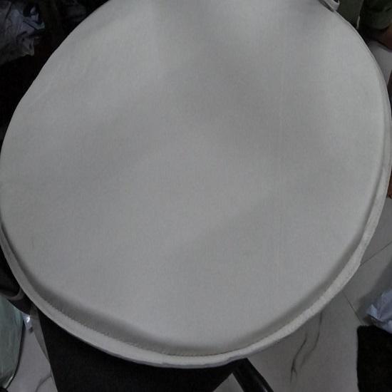 Noora Lambskin Leather ROUND WHITE CHAIR Pad With TIES | Rounded Shape Chair Pad | Dining Chair Round Leather Seat Cushion for Stool |