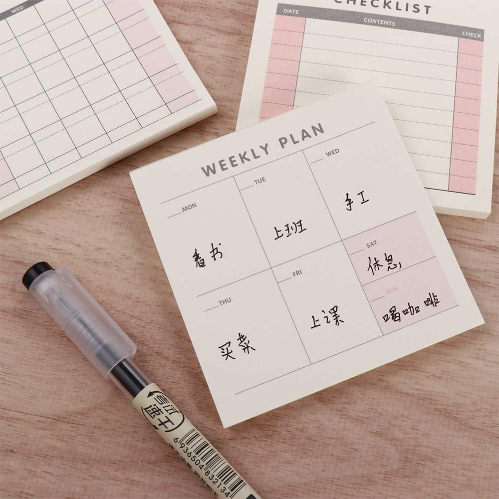 Stationery Notebook School Supplies Check List Weekly Plan Memo Pad Daily Weekly Month Planner