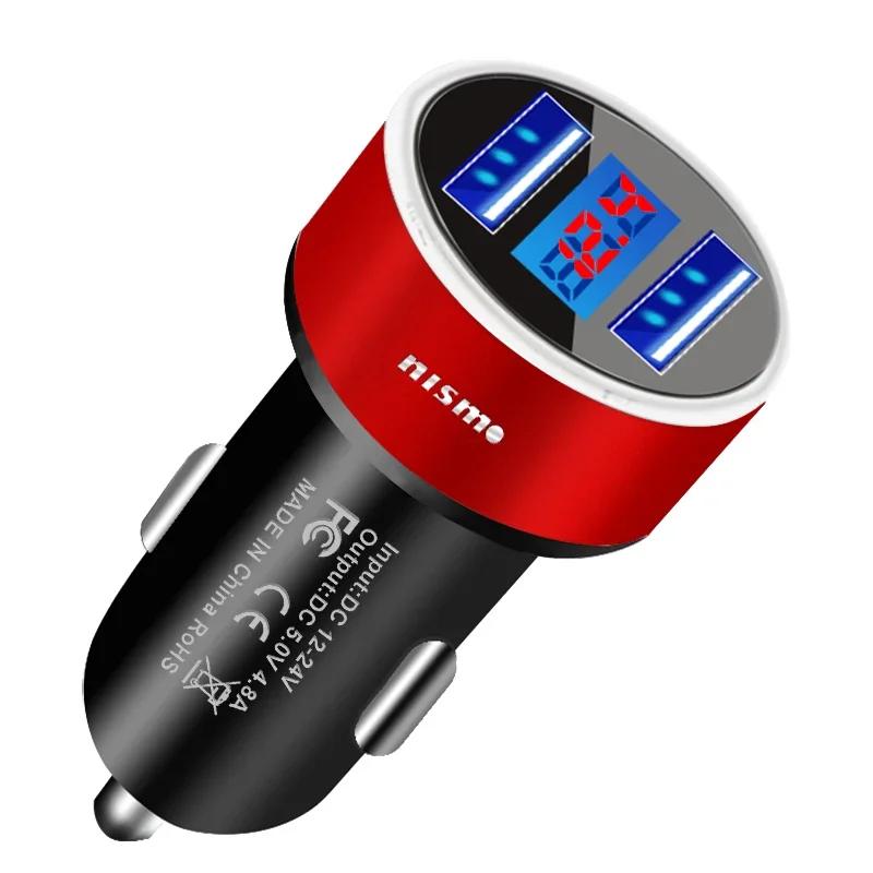 2025 For Nissan Nismo 1pcs Car Charger 2 USB Ports Fast Charging Digital Display Car Chargers For Nissan Nismo Tiida Teana Skyli