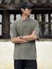 2025SS Fashion 8oz Clothes [CHANGE WELL] Men's Vintage-style Spring/Summer [Washed] Short-sleeved T-shirt Cut-and-sew (GREEN, L)