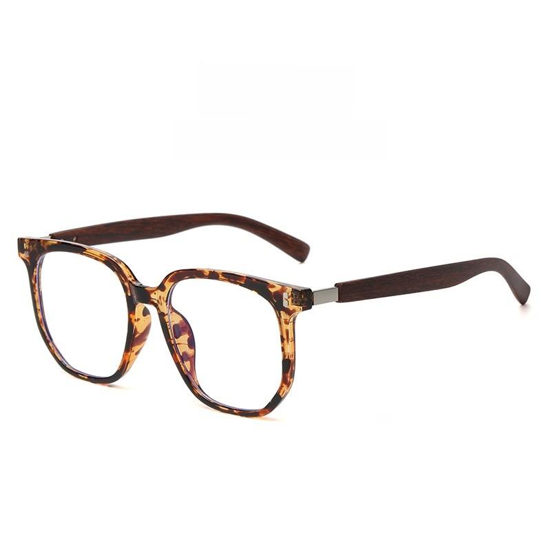 Tr Retro Woodgrain Blue Light Blocking Glasses With Clear Frame For Stylish Office Wear