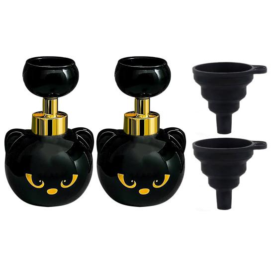 1/2Pcs Cat Paw Foam Soap Dispenser Black Kitty Themed Foaming Pump Bottle