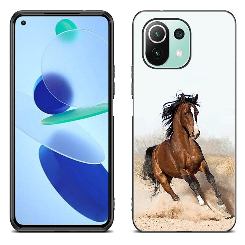 Horses Running Phone Case For Xiaomi Mi 11 Lite NE 11i 10T 11T Pro A2 A3 Lite POCO F3 M3 M4 C31 X3 Pro NFC GT Black Soft Cover