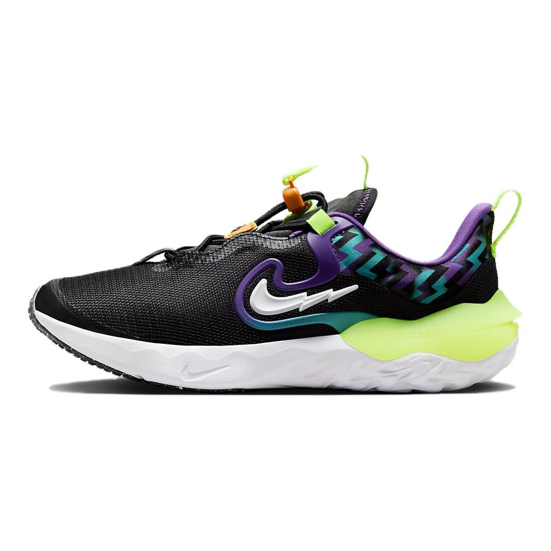 

New Nike Run Flow SE GS Slip Resistant Low Top Kids Running Shoes Black Green Teenagers DZ4490-001 38.5