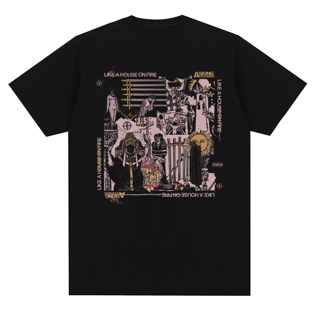Streetwear Vintage Asking Alexandria Band British Metal Core Mens Summer Cotton Casual Short Sleeve T-Shirt Top Harajuku Hip Hop