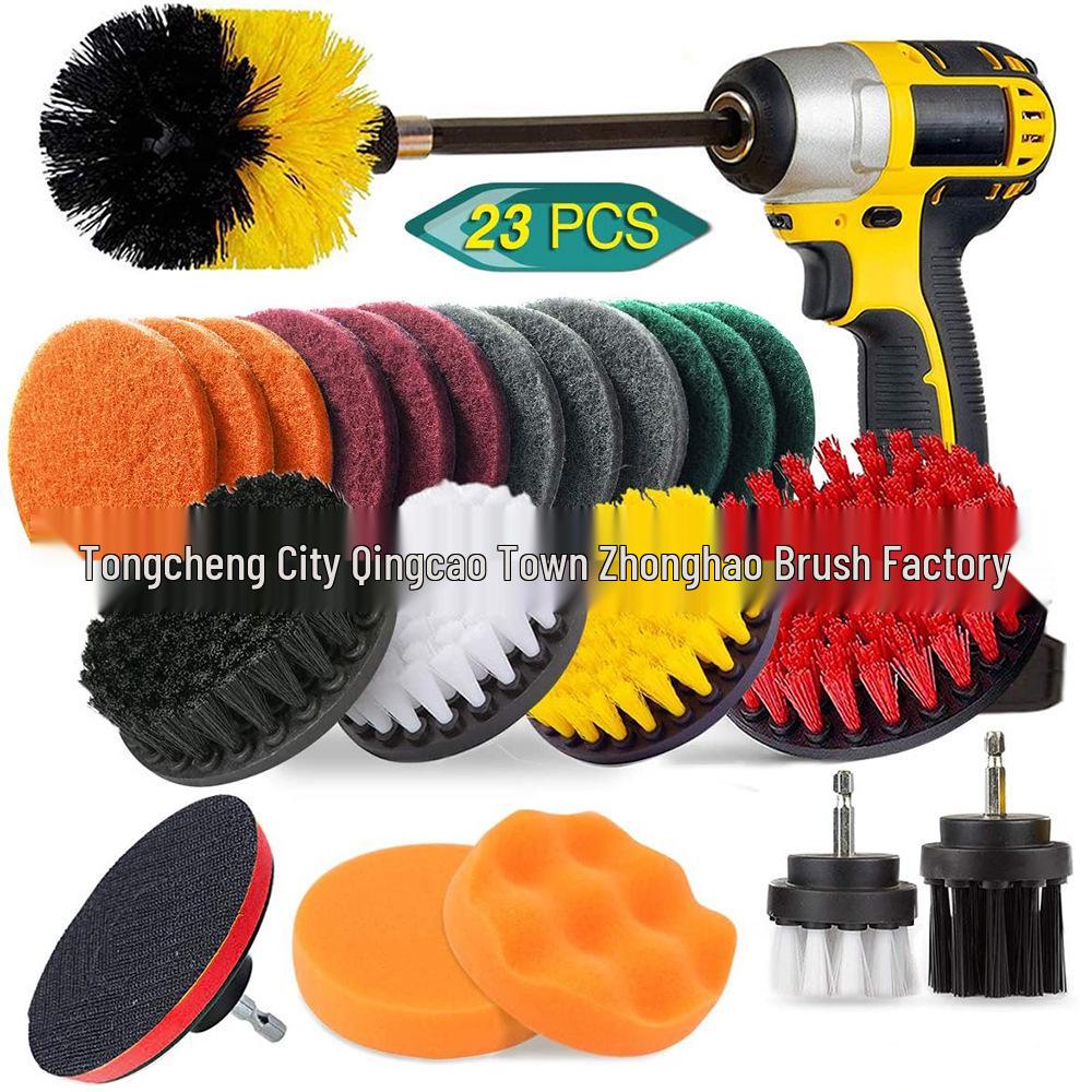 Electric Drill Brush Head 11-Piece Cleaning Pad & Bristle Set for Car Cleaning - Hot Selling Cross-Border.