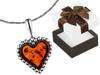 Short Silver Oxidized Women' Heart Necklace with Amber Choker 38