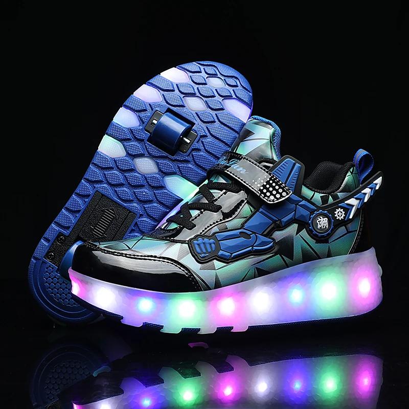 

2025 New Children s 4 Wheel Cool Led Light Roller Skates For Unisex For Boys Girls Gifts Roller Skating Sneakers With Wheels 37