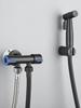 Brass Material Bidet Faucet Black Portable Bidet Sprayer Set Single Cold Water Shower Head One In Two Out Angle Valve