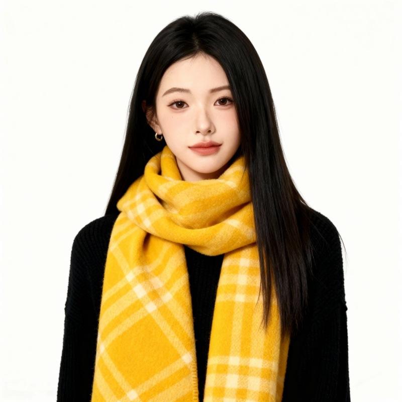 High-end scarf women's winter atmosphere versatile thickened Maillard new Korean version mohair fringed scarf tide