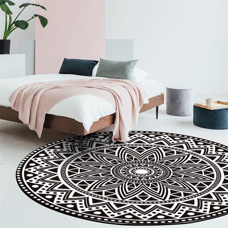 Ethnischer Mandala-Rundteppich für Wohnzimmer, Retro-Totem, Schlafzimmer, Hängekorb, Stuhl, Bodenmatte, rutschfest, Kinderzimmerteppiche, Gebetsmatte