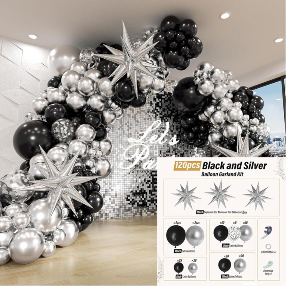 120 Pcs Birthday Balloon Garland Arch Kit Graduation Photo Props Party Decor Accessorries Venue Setup Latex Balloon Disco