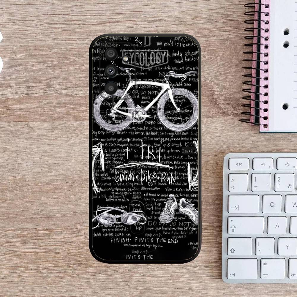 Schwimm Rad Laufen Triathlon Handyhülle Für Samsung Galaxy A13,A21s,A22,A31,A32,A52,A53,A71,A80,A91 Weiche Schwarze Hülle