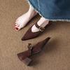 Pumps for Women Chunky Heel Pointed Toe Belt Buckle Mid Heeled Spring Autumn New Women's Office Commute Mary Jane Single Shoes