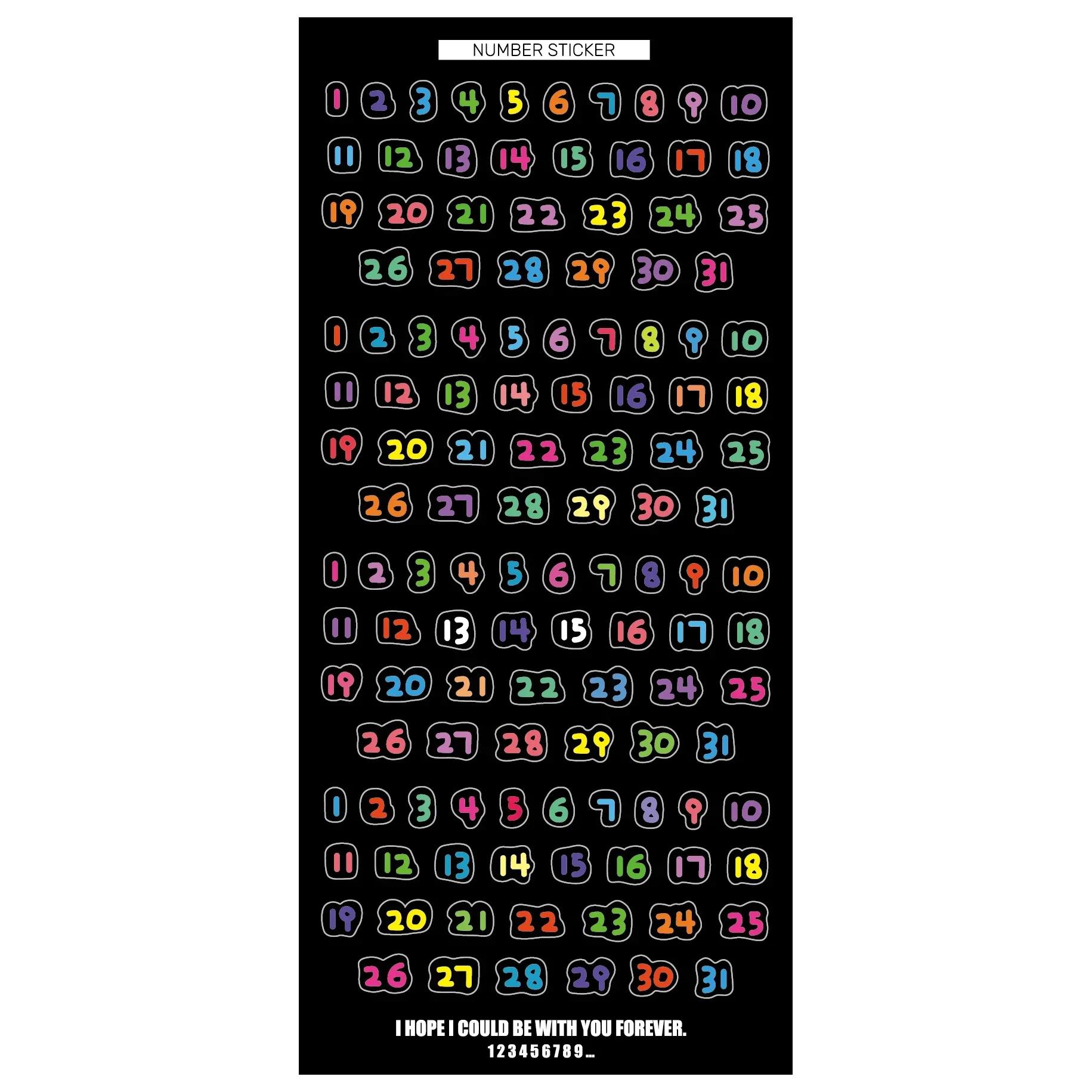 

1 шт. Милый мультяшный детский шрифт № 1~31 наклейки с цифрами календарь планировщик скрапбукинг журнал ежемесячный день ежедневный этикетка времени украшение