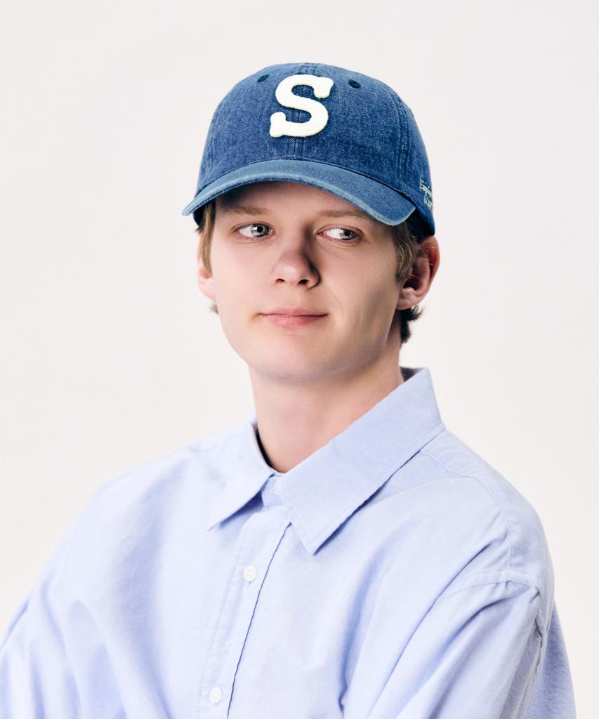 ESPIONAGE Esp Letter Washed Denim Cap Letter S