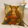Retro Nordic Mythology Cushion Cover Silky Short Plush Invisible Zipper Dustproof Sofa Pillow Case For Home Decor