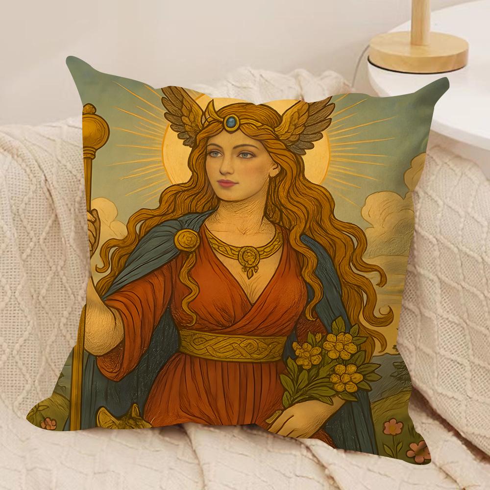 Retro Nordic Mythology Cushion Cover Silky Short Plush Invisible Zipper Dustproof Sofa Pillow Case For Home Decor