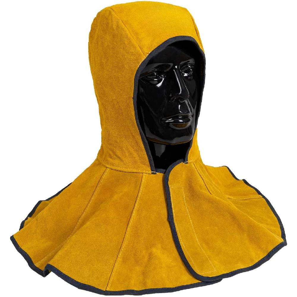 Svářečská kukla ze zlaté hovězinové dělené kůže se svařováním nákrčníku