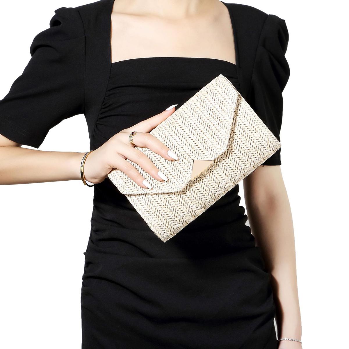 

Straw Woven Clutch Bag Beach Rattan Causal Female Party Wedding Evening Bag Summer Vacation Luxury Purse Handbag Rattan Woven слонова кістка