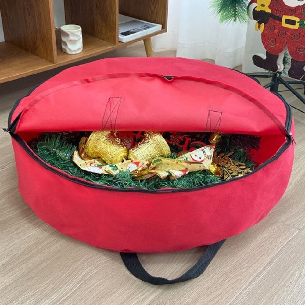 Round Christmas Wreath Storage Bag Large Capacity Festival Garland Container  for Holiday