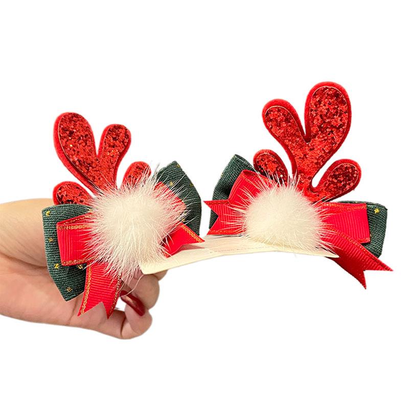 Festive Reindeer Antler Hair Clips – 3D Christmas Headwear for Women & Kids