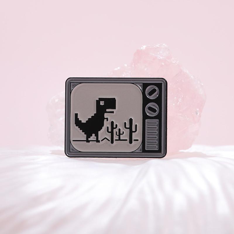 Eyecatching Cartoon Dinosaur Cactus Brooch Highquality Alloy Pin For Wear Trendy