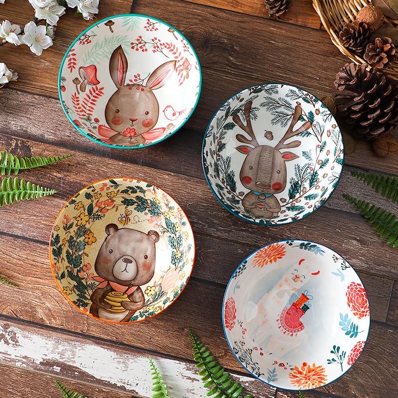 Japanese Ceramic Bowl Cute and Creative Household Tableware Eating Soup Bowl Children's Bowl