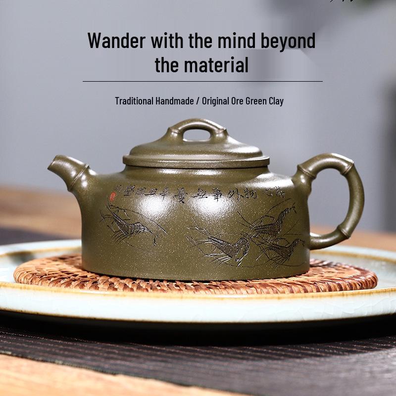 Handmade Yixing Zisha Teapot - Engraved and Painted High-end Tea Set Gift Box