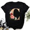 Tricou cu imprimeu ABCDE cu alfabet englezesc pentru femei, noi de vară, cupluri iubitori, tricou pentru femei Harajuku, ocazional, negru, tricou, tricouri