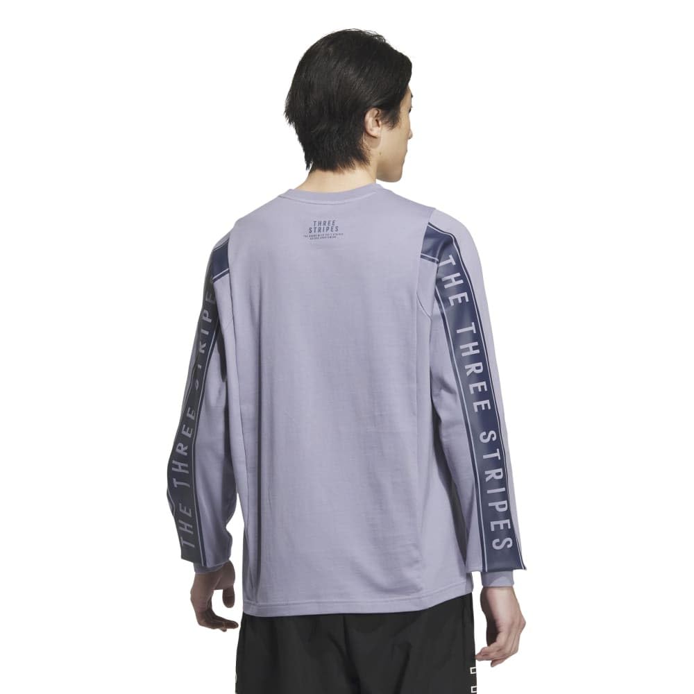 adidas Langarm Schriftzug Pack Locker geschnitten Single Jersey Langarm KWX96 Silberviolett T-Shirt T-Shirt Herren (JG8589) J/2XL