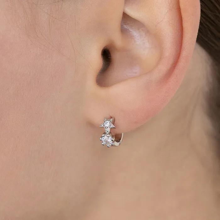 Star Circle Cubic Hoop Earrings EC3327