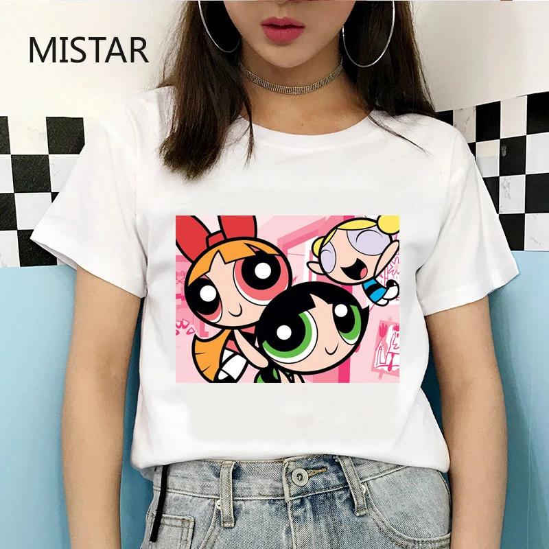 Kawaii The Powerpuff Girls Cartoon Graphic T Shirts Shirt Gift Tshirt Men Women Unisex Tee Short Sleeve Clothes Summer Y2k Tops
