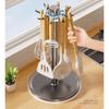360 Degree Rotating Countertop Flatware Organizer with Water Tray Cooking Utensils Hanger  Home