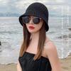 Women Basin Hat Hollow Breathable Sun Fisherman Hat Solid Color Dome Short Brim Anti UV Bucket Hat