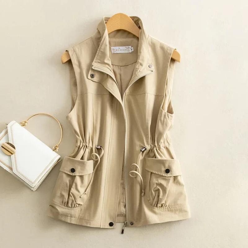 Vest for Women Versatile Sleeveless Lined Vest Casual Retro Loose Sleeveless Zipper Blazer Vest Top XL