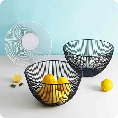 Household Solid Color Storage Basket Black Table Decor Metal Dish Kitchen Fruit Bowl Food Baskets Bread Bowl Iron Shape Tools