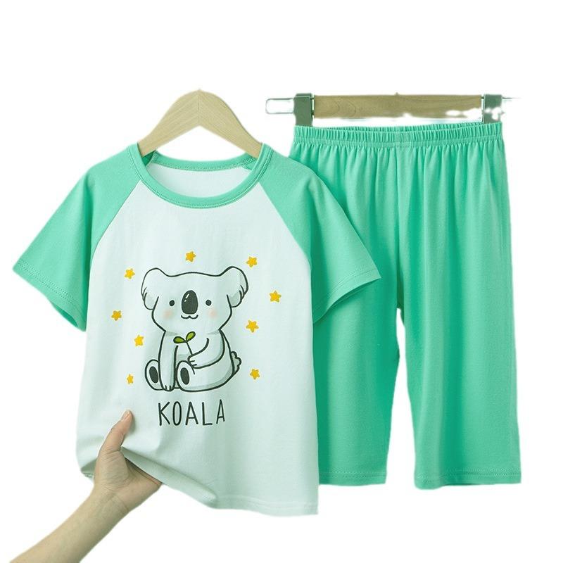 Children's Cotton Pajamas Summer Boys' Thin Short-sleeved Home Wear Girls' Casual Suit