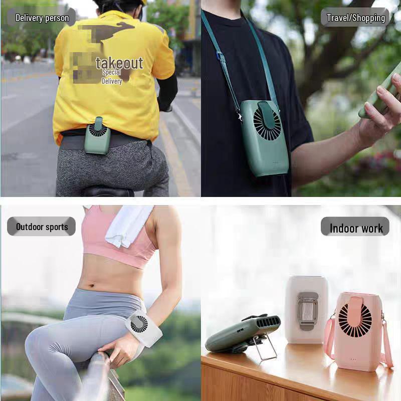 

Portable Neck & Waist Fan with USB Charging, Strong Wind, Long Battery Life & Power Bank Waist-Hanging Fan зелёный