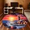 1pc Lighthouse Winter Round Chair Mat Office Area Rug - Non-Slip, Floor Mat for Office, Bedroom, Ideal Home Decor Gift C0112074