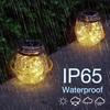 Solar Crackle Glass Jar Lights - Waterproof Warm White & Multi Color LED, Hanging Decor for Garden, Patio & Party