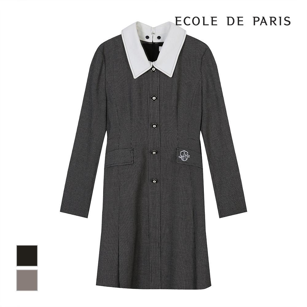 ECOLEDEPARIS Contrast Collar Check Dress_Rb29Woa004Z