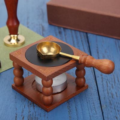 Retro-Siegelwachsofen, Herdtopf, hitzebeständiger Holzgriff, Siegelwachslöffel zum Siegeln von dekorativem Wachsstempelstab, Bastelgeschenk
