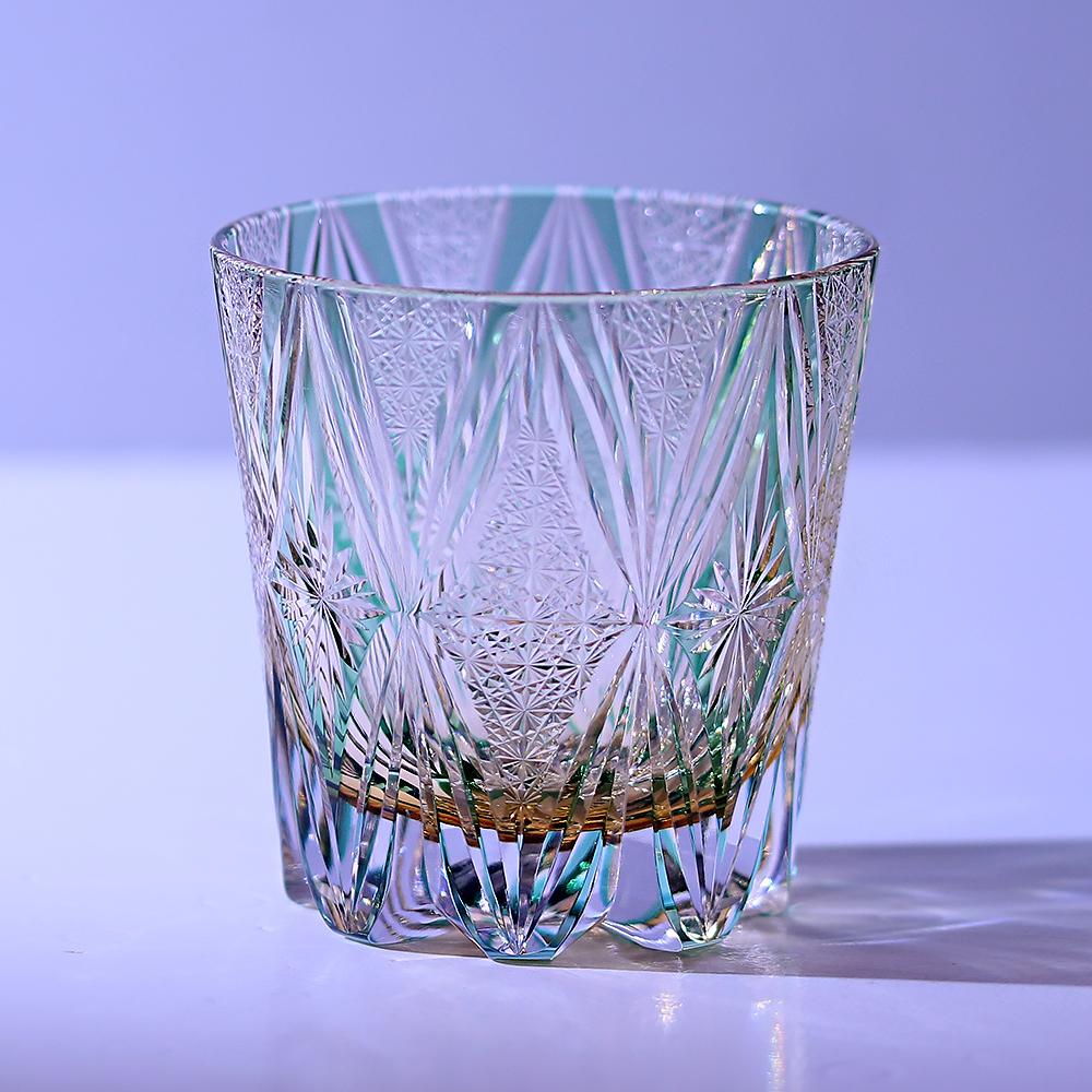 320 ml Handcrafted Black Whiskey Glass Tumbler Edo Kiriko Cut Ambition Design Barware for Gift