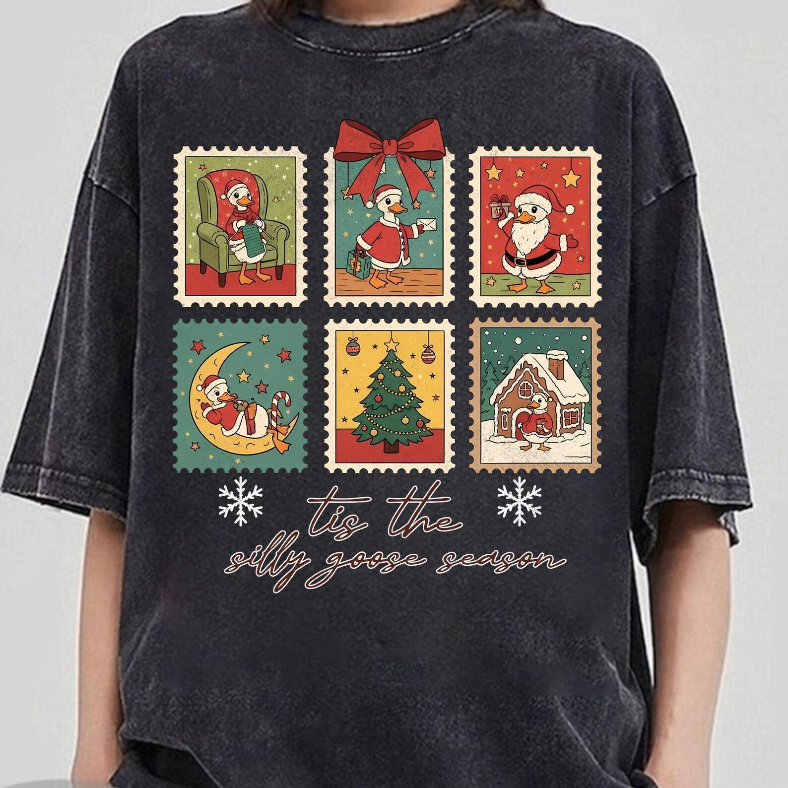 Tis The Silly Goose Season Stamp Shirt, Christmas Postage Stamp Shirt, Merry Goosemas Tee, Silly Goose Xmas Gift, Merry Christmas Goose S