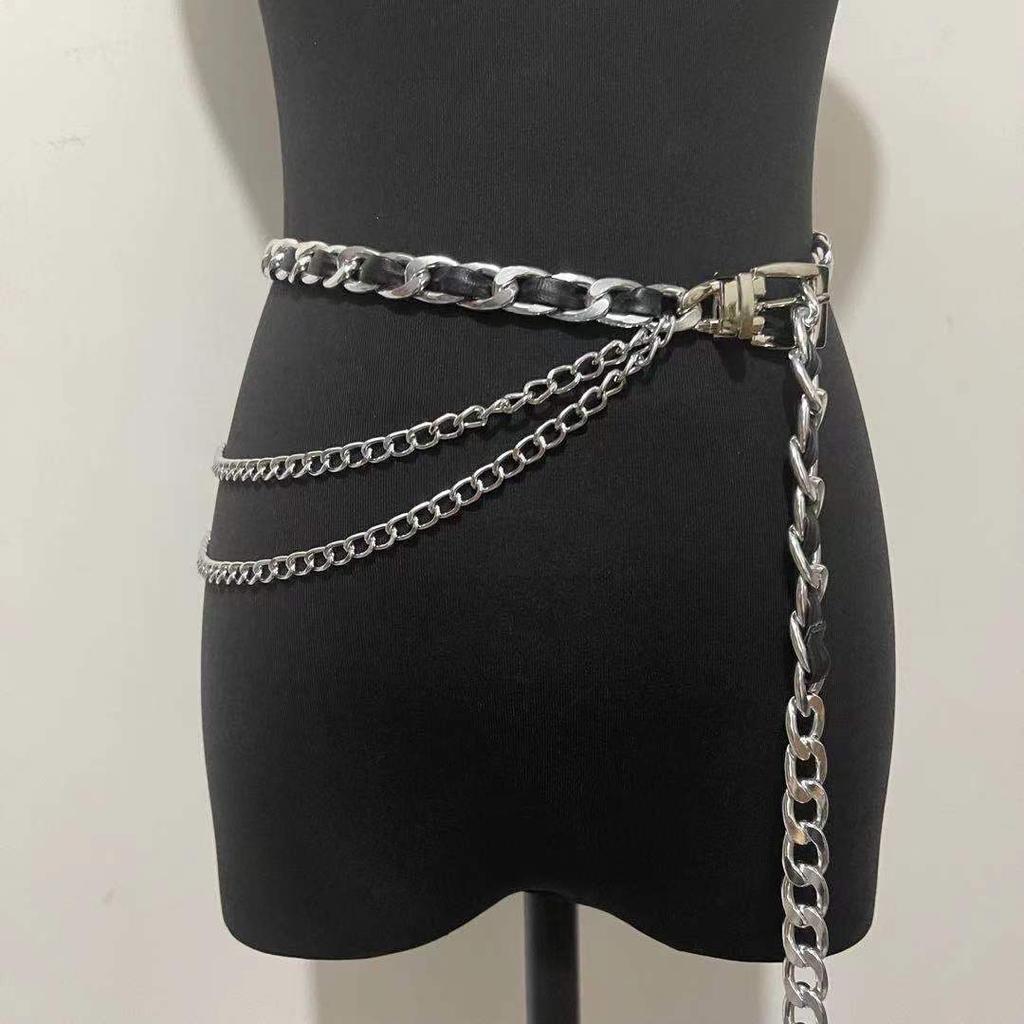 Waist Chain for Women Retro Sexy Fashion Multi-layer Body Chain Personalized Geometric Trendy Metal Chain European and American Waist Chain