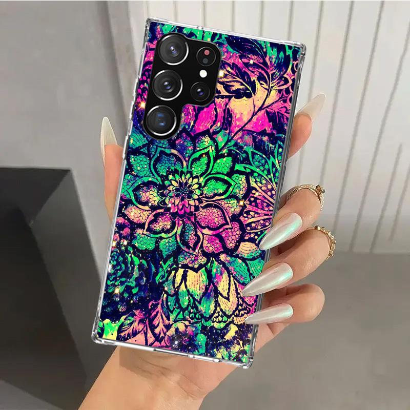 

Чехол для телефона Мандала Подсолнух Мандала для Samsung Galaxy S26 S24 S23 Ultra S25 Edge S22 S21 Plus S20 FE + Мягкий чехол с принтом Funda Samsung S21